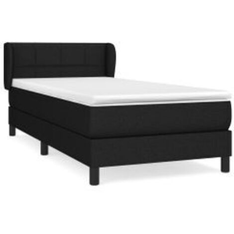 Sommier à lattes de lit avec matelas Noir 100x200 Tissu (1/5)