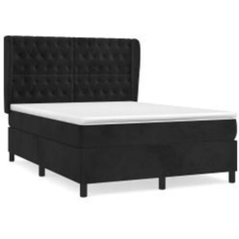 Sommier à lattes de lit avec matelas Noir 140x190 Velours (1/5)