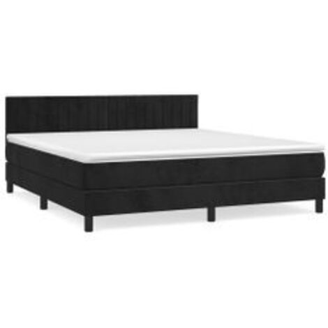 Sommier à lattes de lit avec matelas Noir 180x200 Velours (1/5)
