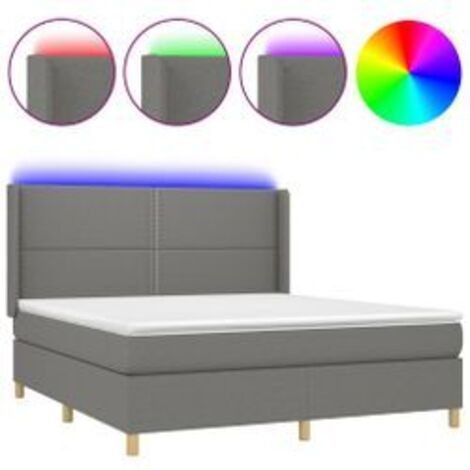 Sommier à lattes de lit matelas LED Gris foncé 180x200 Tissu (1/5)