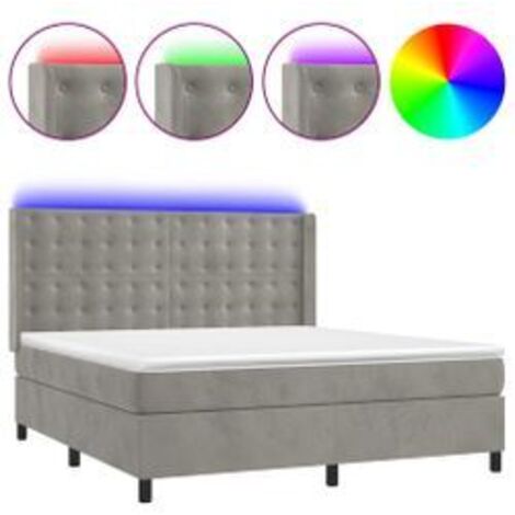 Sommier à lattes de lit matelas et LED Gris clair 180x200 (1/5)