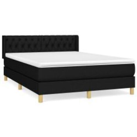 Sommier à lattes de lit avec matelas Noir 140x200 Tissu (1/5)