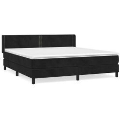 Sommier à lattes de lit avec matelas Noir 180x200 Velours (1/5)