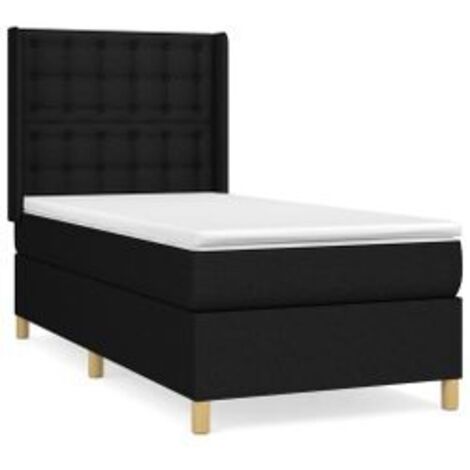 Sommier à lattes de lit avec matelas Noir 90x190 Tissu (1/5)
