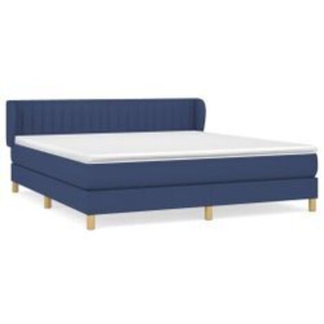 Sommier à lattes de lit avec matelas Bleu 160x200 Tissu (1/5)