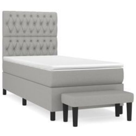 Sommier à lattes de lit et matelas Gris clair 90x190 Tissu (1/5)