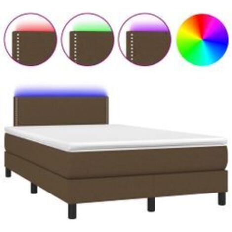Sommier à lattes de lit matelas et LED Marron foncé 120x200 (1/5)