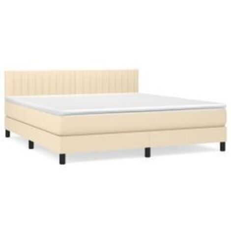 Sommier à lattes de lit avec matelas Crème 160x200 Tissu (1/5)