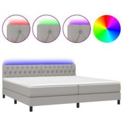 Sommier à lattes de lit matelas LED Gris clair 200x200 Tissu (1/5)