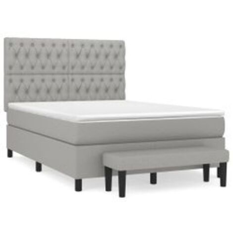 Sommier à lattes de lit avec matelas Gris clair 140x190 Tissu (1/5)