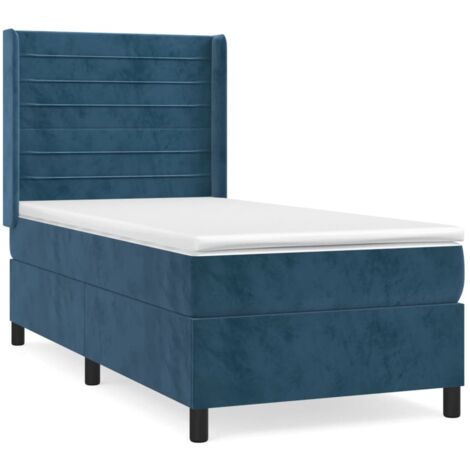 Sommier à lattes de lit et matelas Bleu foncé 80x200 Velours (1/5)