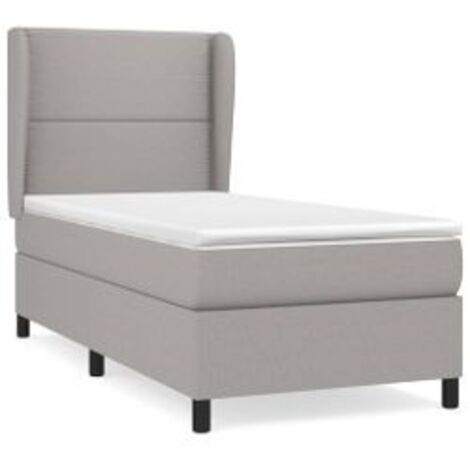 Sommier à lattes de lit avec matelas Gris clair 90x200 Tissu (1/5)