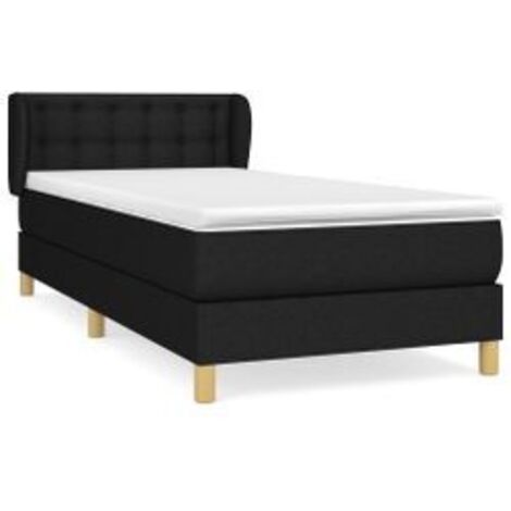Sommier à lattes de lit avec matelas Noir 90x200 Tissu (1/5)