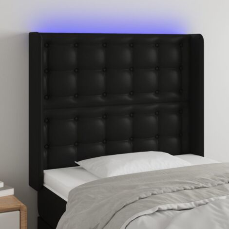 Tête de lit à LED Noir 83x16x118-128 Similicuir (1/5)