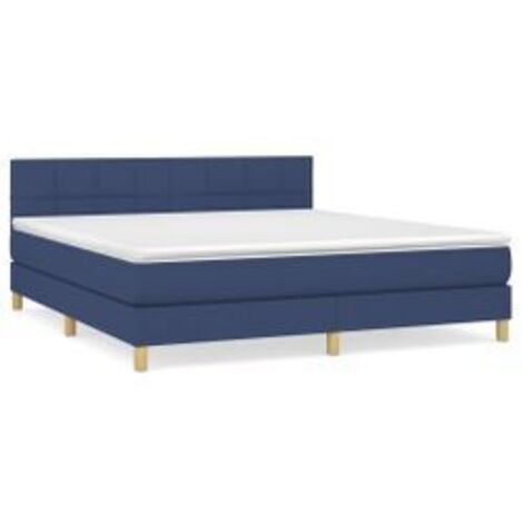 Sommier à lattes de lit avec matelas Bleu 160x200 Tissu (1/5)