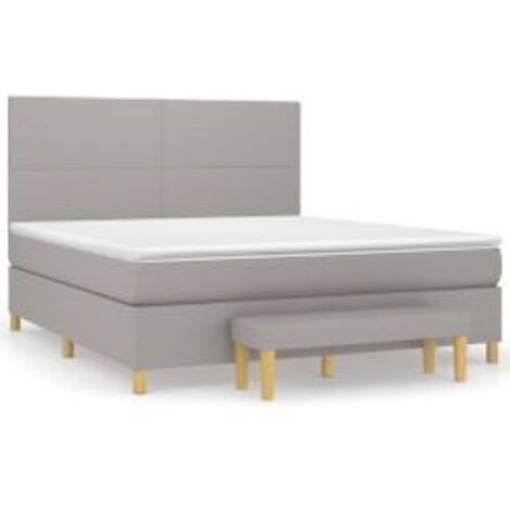 Sommier à lattes de lit avec matelas Gris clair 180x200 Tissu (1/5)