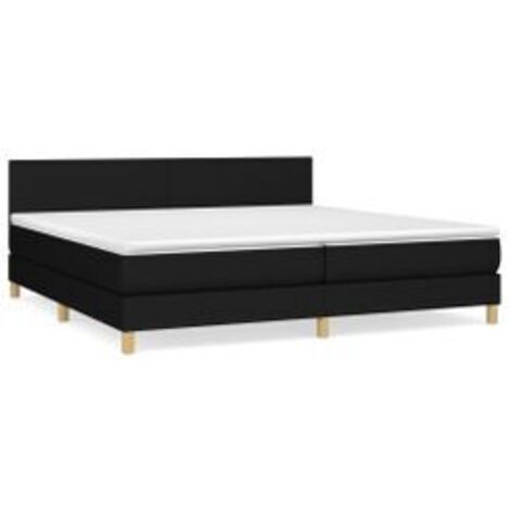 Sommier à lattes de lit avec matelas Noir 200x200 Tissu (1/5)