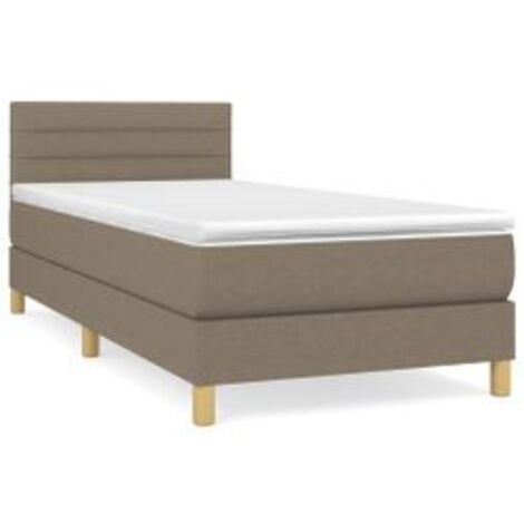 Sommier à lattes de lit avec matelas Taupe 100x200 Tissu (1/5)