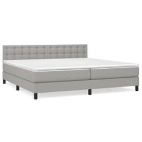 Sommier à lattes de lit avec matelas Gris clair 200x200 Tissu (1/5)
