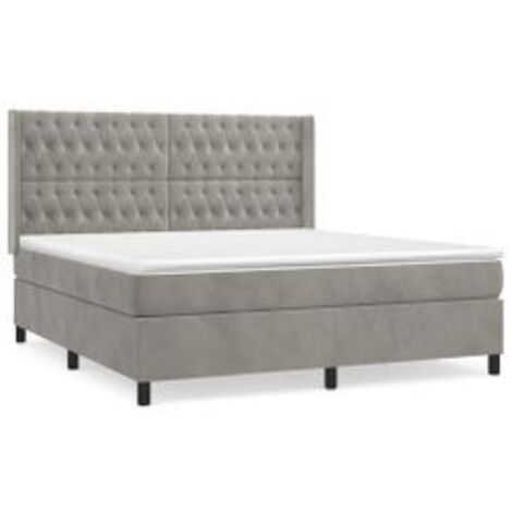 Sommier à lattes de lit et matelas Gris clair 180x200 Velours (1/5)