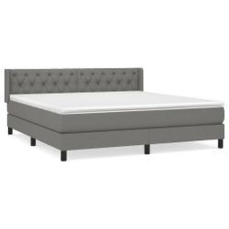 Sommier à lattes de lit avec matelas Gris foncé 160x200 Tissu (1/5)