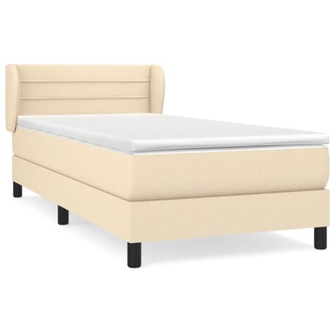 Sommier à lattes de lit et matelas Crème 90x190 Tissu (1/5)