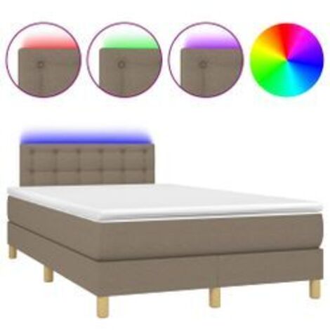 Sommier à lattes de lit avec matelas LED Taupe 120x200 Tissu (1/5)