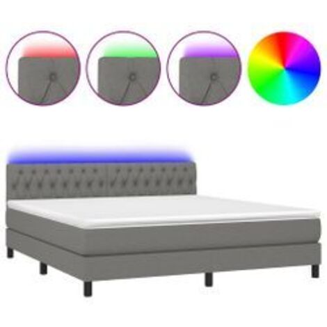 Sommier à lattes de lit et matelas et LED Gris foncé 160x200 (1/5)