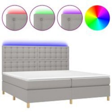 Sommier à lattes de lit matelas et LED Gris clair 200x200 (1/5)
