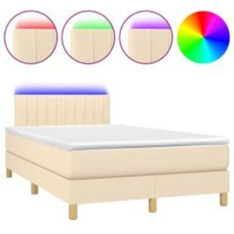 Sommier à lattes de lit avec matelas LED Crème 120x200 Tissu (1/5)