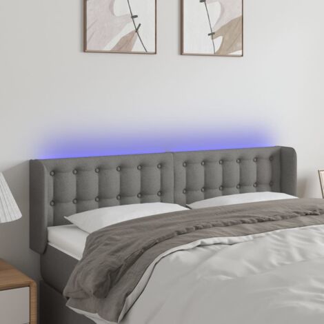 Tête de lit à LED Gris foncé 147x16x78-88 Tissu (1/5)
