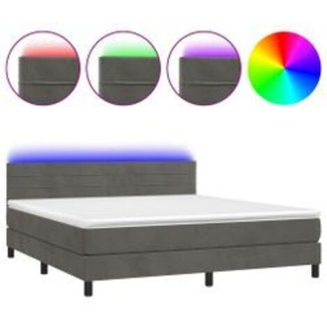 Sommier à lattes de lit avec matelas LED Gris foncé 160x200 (1/5)