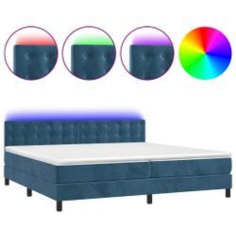 Sommier à lattes de lit matelas et LED Bleu foncé 200x200 (1/5)
