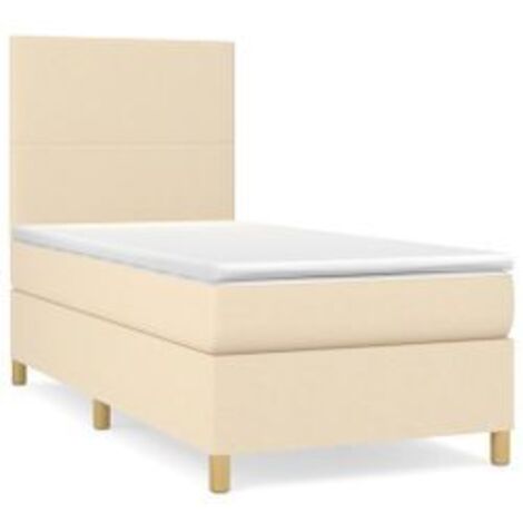 Sommier à lattes de lit et matelas Crème 90x190 Tissu (1/5)