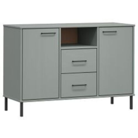 Buffet avec pieds en métal Gris 113x40x77 Bois massif OSLO (1/5)
