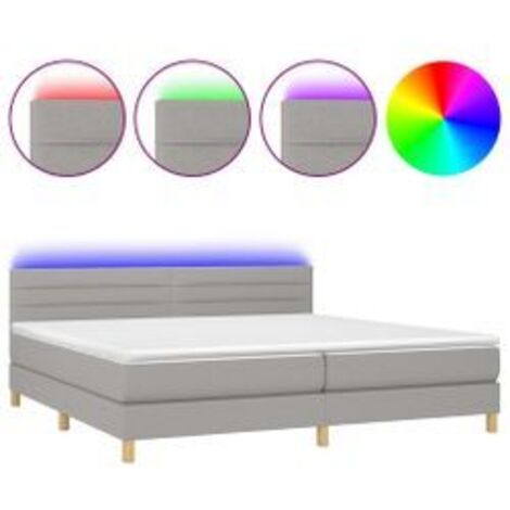Sommier à lattes de lit matelas LED Gris clair 200x200 Tissu (1/5)
