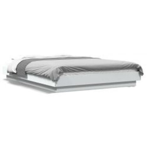Cadre de lit avec lumières LED blanc 120x200 bois ingénierie (1/5)