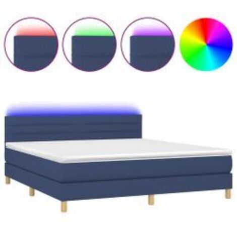 Sommier à lattes de lit avec matelas LED Bleu 160x200 Tissu (1/5)