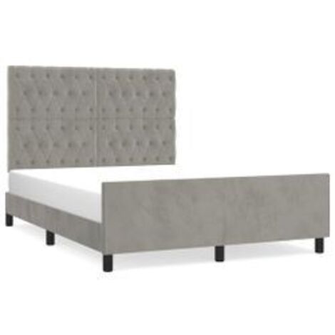 Cadre de lit avec tête de lit Gris clair 140x190 Velours (1/5)
