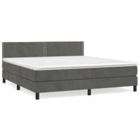 Sommier à lattes de lit et matelas Gris foncé 160x200 Velours (1/5)