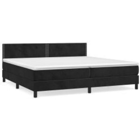 Sommier à lattes de lit et matelas Noir 200x200 Velours (1/5)