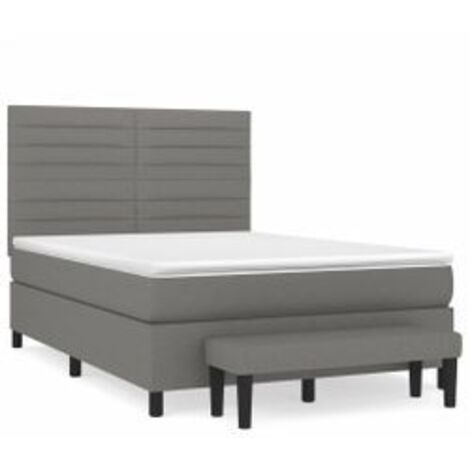 Sommier à lattes de lit avec matelas Gris foncé 140x190 Tissu (1/5)
