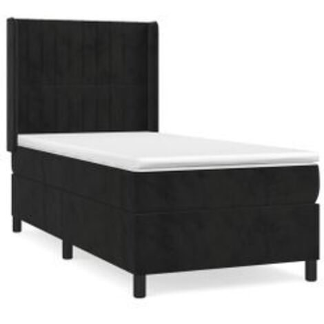 Sommier à lattes de lit avec matelas Noir 90x200 Velours (1/5)