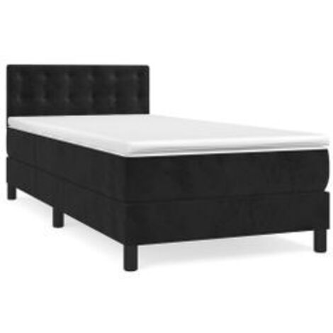 Sommier à lattes de lit avec matelas Noir 90x200 Velours (1/5)