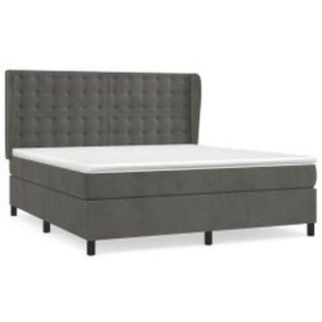 Sommier à lattes de lit et matelas Gris foncé 180x200 Velours (1/5)