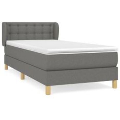 Sommier à lattes de lit avec matelas Gris foncé 100x200 Tissu (1/5)