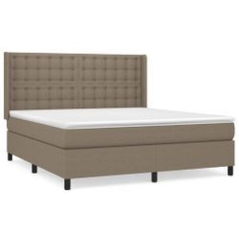 Sommier à lattes de lit avec matelas Taupe 180x200 Tissu (1/5)