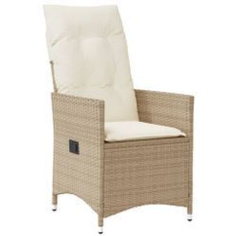 Chaise inclinable de jardin avec coussins beige résine tressée (1/5)
