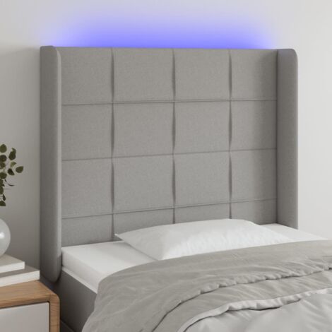 Tête de lit à LED Gris clair 103x16x118-128 Tissu (1/5)