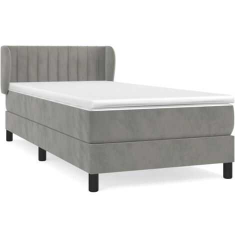 Sommier à lattes de lit et matelas Gris clair 100x200 Velours (1/5)